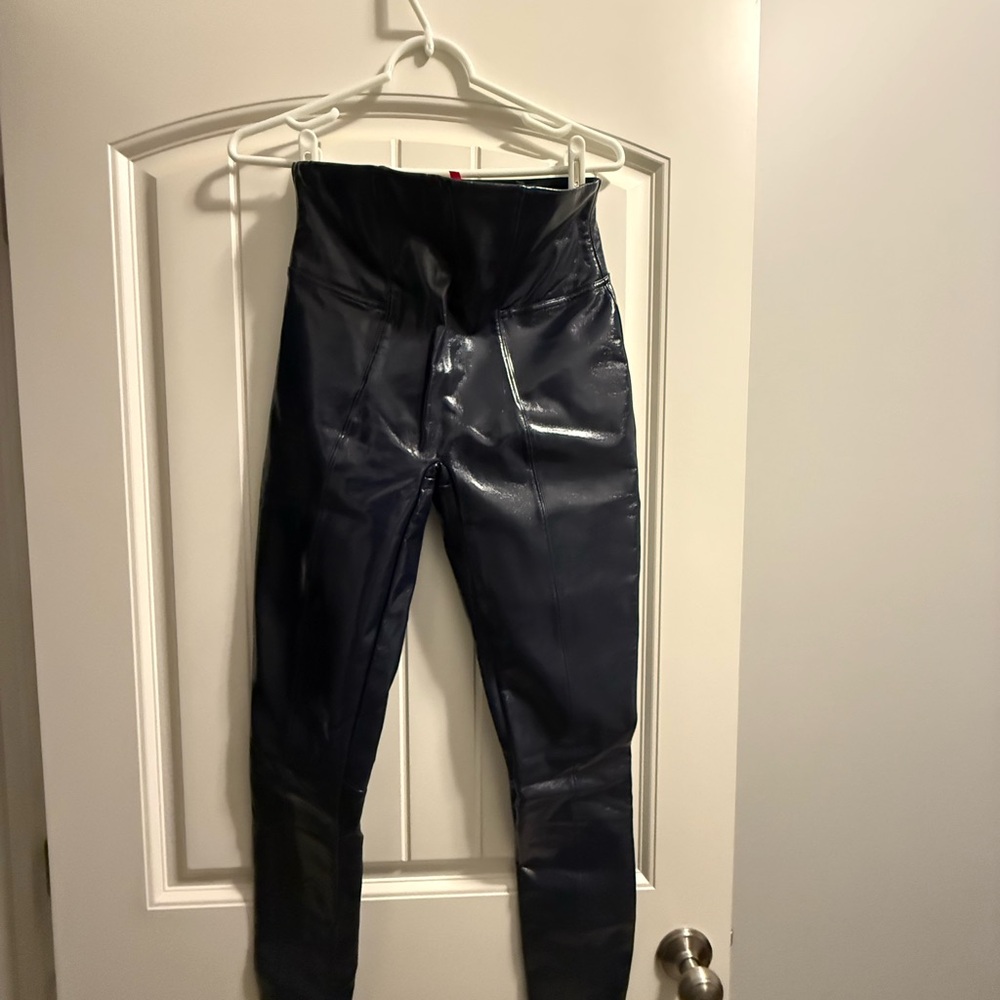 SPANX faux leather navy Leggings